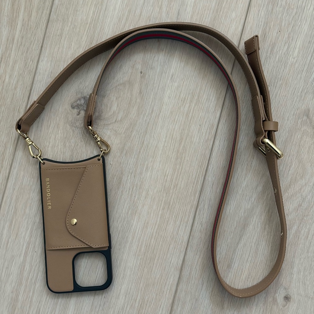 Bandolier Tan and Black Phone Case with Strap